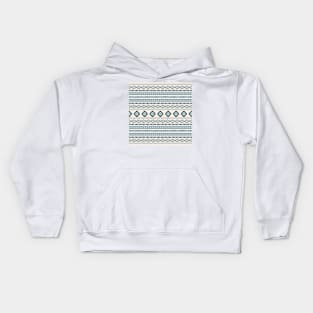 Aztec Mixed Motifs Pattern Blues on Cream Kids Hoodie